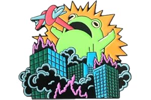HUAQIGUO Angry Frog Enamel Pins Novelty Cartoon Brooch Extremism Destroy City Jewelry Denim Backpack Lapel Pin Creative Custom Badge Gift Art Lapel Pin Jewelry Gift for Friends