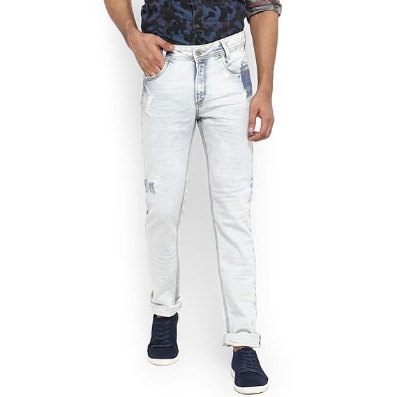 indigo distressed jeans