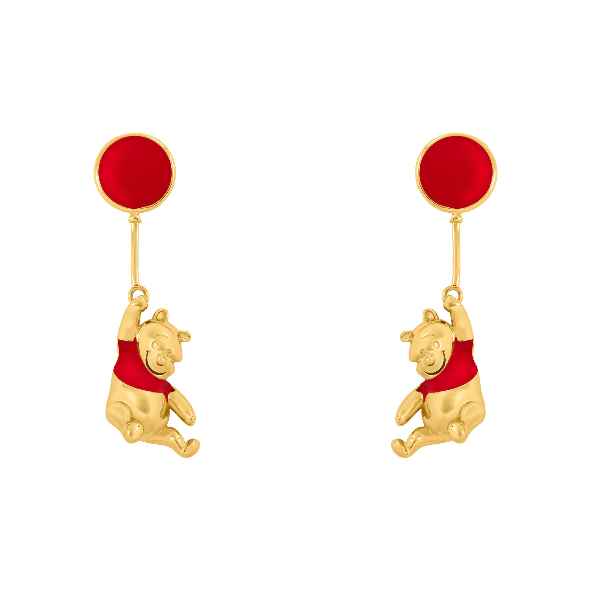 Disney Winnie The Pooh Red and Gold Coloured Floating Balloon Earrings EF00861YL