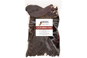 1lb California Dried Whole Chilies Peppers, Anaheim Chile Seco Pods for Authentic Mexican Food, Heat-Sealed Resealable Bag by 1400s Spices