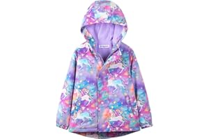 WELAKEN Fleece lined Jackets with Water-Resistance Frabic for Kid's & Toddler II Girl's Rain Jacket & coats