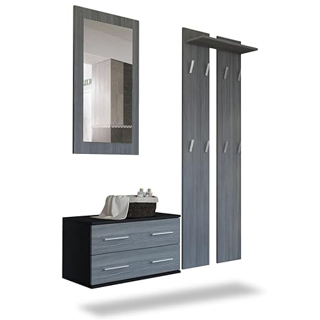 Vladon Wardrobe Set Kioto Carcass In Black Matt Front In Avola