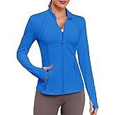 VUTRU Women Athletic Jacket Fitted Workout Running Zip Up Track Coat Layer with Thumb Holes Pockets for Yoga Gym Travel