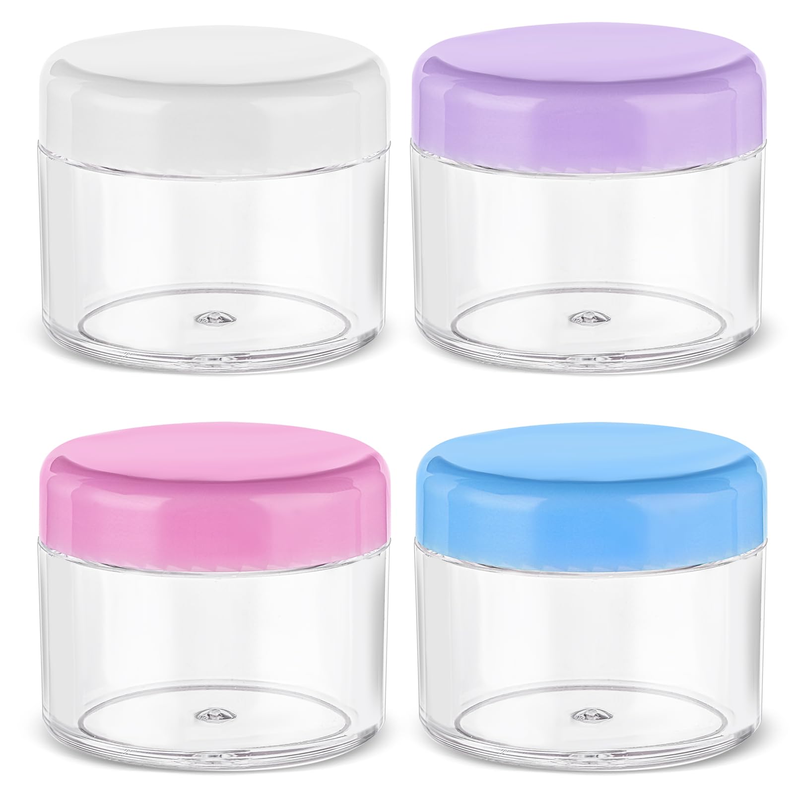 4 Plastic Cosmetic Jars with Lids - Travel Cream Jars for Toiletries & Makeup Samples - 0.7oz Round, Leak-proof, Refillable Containers