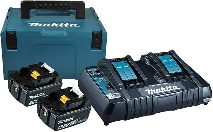 Makita 197629 2 Pack Energie 18 V Li Ion 2 Batteries 18v 5ah Li Ion 1 Chargeur Double Dc18rd Avec Coffret Makpac Amazon Fr High Tech