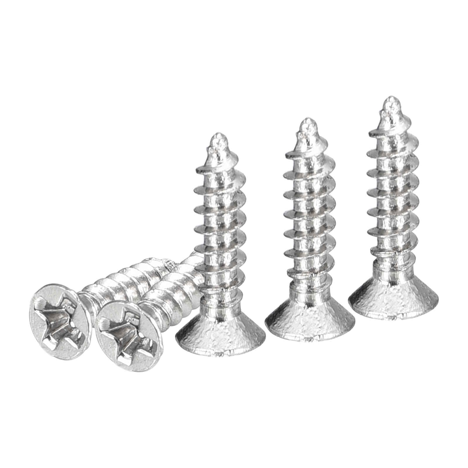 DTGN 200Pcs M2x10mm Flat Head Wood Screws, Carbon Steel Phillips Self Tapping Screws - Good for Woodworking, Furniture - Silver — image 1