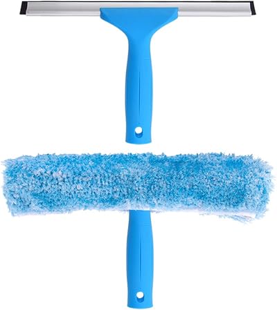 MR.SIGA Professional Window Cleaning Combo 10 inch Squeegee Microfiber Scrubber