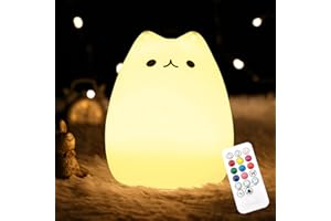 CHWARES Night Light for Kids, Cat Nursery Night Lights with Remote, 7 Color Kawaii Lamp, Room Decor, USB Rechargeable, Cute Lamp Gifts for Baby, Children, Toddlers, Teen Girls