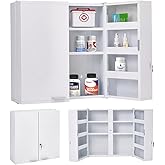 Large Locking Medicine Cabinet Wall Mounted - Metal Medical Cabinet with 11 Shelves - Medicine Cabinet with Lock and Keys for