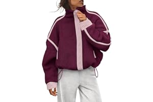 Aimiray Fleece Jackets Women Long Sleeve Zip Up Stand Collar Sherpa Jackets Warm Soft Trendy Teddy Outerwears with Pockets