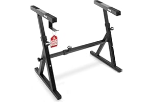 PYLE Keyboard Stand – Universal Heavy-Duty Z Style Piano Stand, Adjustable Height & Width, Very Sturdy Portable & Foldable Di