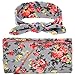 OULII Baby Swaddle Sack Wrapped Blanket Rabbit Ears Elastic Flowers Bowknot Headband Set (Grey)