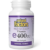 Natural Factors Vitamin E Clear Base® Natural Source 400 IU 180 Softgels, Purest Form of Vitamin E, Antioxidant, Proudly Cana
