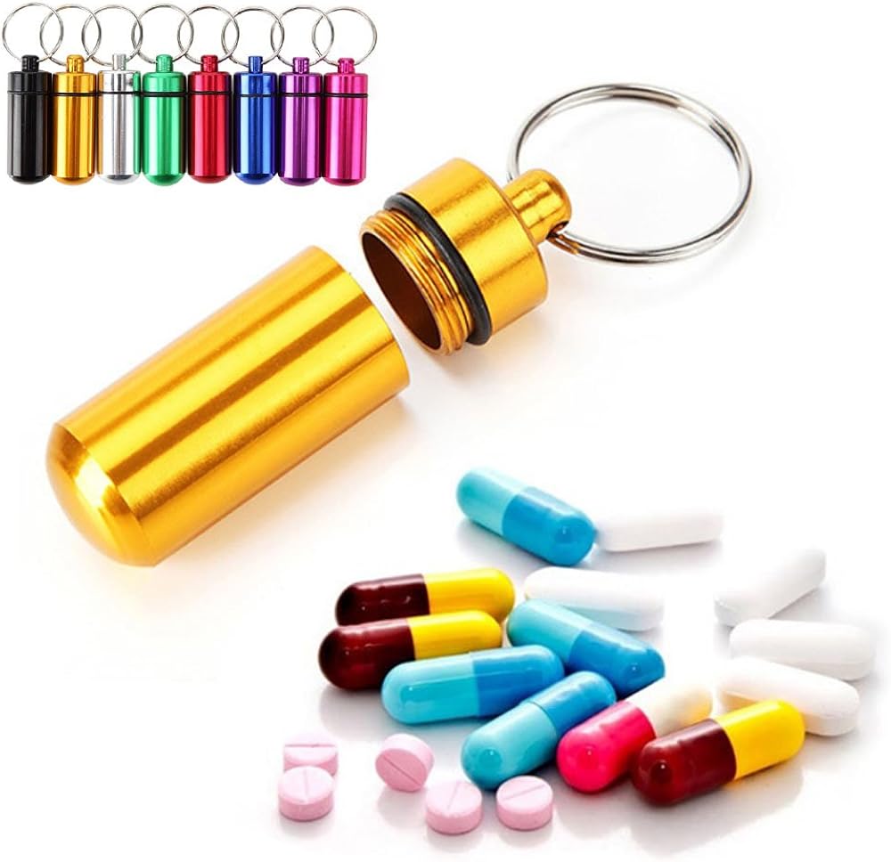 WINOMO 8pcs Waterproof Aluminum Pill Box Case Bottle Storage Drug