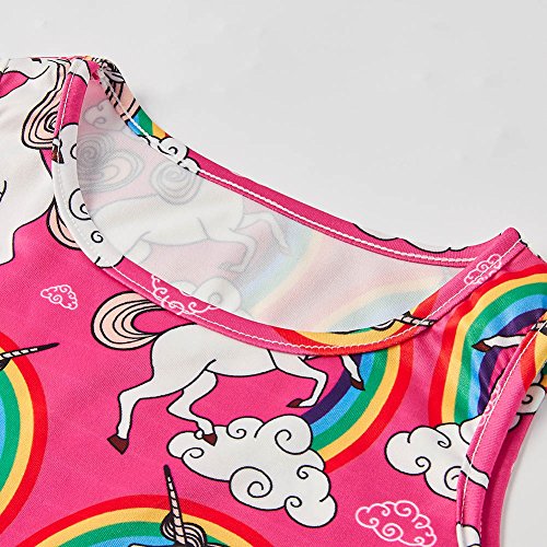 Chicolife ragazze 3-5T modello della principessa Dress Unicorn ha stampato il fumetto Abito senza maniche Rosa Piccolo