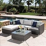 Francisco Patio Furniture ~ Outdoor Wicker Conversation (Chat) Set Set (5 Piece, Grey)