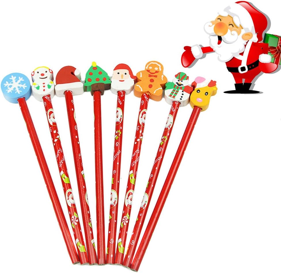 New 36pcs Christmas Pencils With Eraser Party Bag Fillers Teacher Xmas
