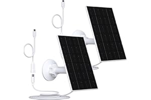 Vuebee 4W Solar Panel for Security Camera, Solar Panel with Micro USB & USB-C Port for Rechargeable Battery Security Camera, Solar Panel Charger with 360° Adjustable Security Mount (2 Pack)