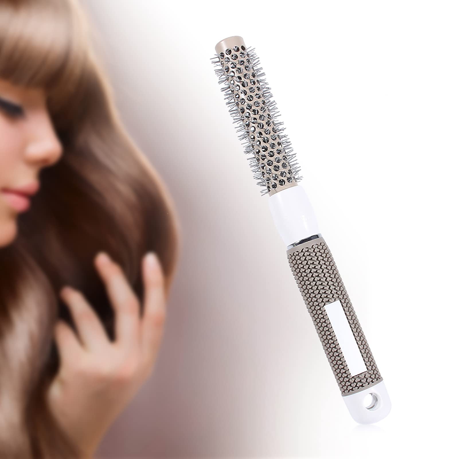 Round Brush for Blow Dry Styling, Ceramic Coated Boar Bristle Salon Style Vent Comb for Drying, Straightening, Curling 25#