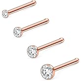 Ruifan 18G Nose Bone Studs Rings Pin Piercing Jewelry 1.5mm-4mm Clear Diamond CZ Ball Flat Heart Opal 4-23PCS