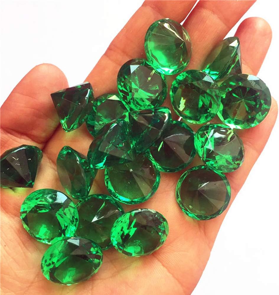Pirate Gems Jewels Acrylic Diamond Treasure Gemstones for Table Scatter, Vase Fillers, Event, Wedding, Arts & Crafts, Birthday Decorations Favor （285 Pcs-20MM） (Dark Green)