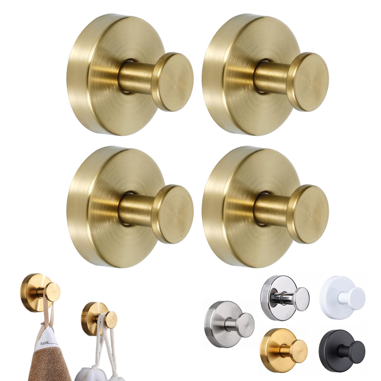 Photo 1 of jwflck Suction Hooks - Shower Suction Cup Hooks, No-Drill Waterproof & Rustproof for Bathroom, Glass Door, Mirror, Kitchen - Holds Up to 15 lbs (Gold, 4 PCS)