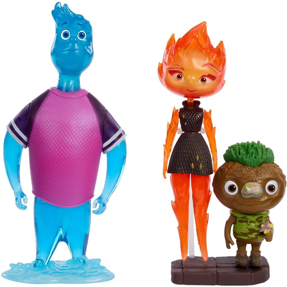 Mattel Disney Pixar Elemental Action Figure 3 Pack, Wade, Ember, Clod, Authentic Posable Movie Toys, Small Scale Story Ready Gift Pack, HMM09