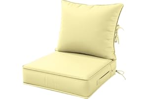 Snubbull Outdoor Patio Chair Cushions Set 22 L X 22 W X 4 H Waterproof & Fade Resistant Deep Seat and Back Cushions with Removable Covers Outdoor Seat Cushion Set for Chairs and Sofas