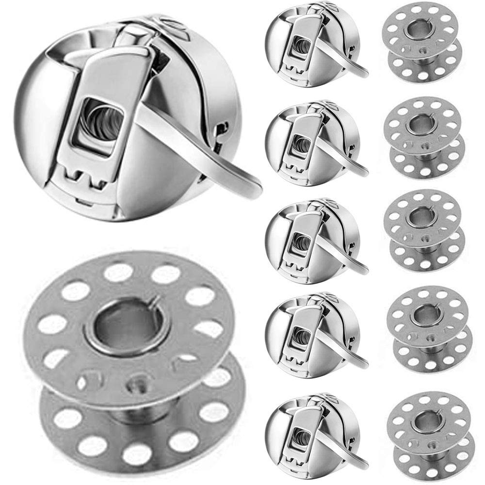 RUNCCI-YUN 6 Pieces Domestic Sewing Machine Bobbin Cases,Stainless Steel Bobbin Case,6 Pieces MetalSewing Machine Bobbins, for Embroidery/Household Sewing Machine/Brother/Singer/Janome/Newhome