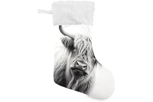 WELLDAY Christmas Stockings Highland Cow for Family Holiday Xmas Party Decorations 1PCS