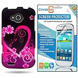 CoverON® ZTE Reef Hard Plastic Slim Case Cover Bundle with Clear Anti-Glare LCD Screen Protector - Purple Love Heart
