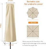 OKPOW Parasol Cover Waterproof 600D for 300 cm Garden Umbrella view 2