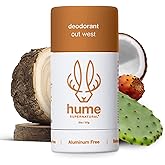 Hume Supernatural Aluminum Free Deodorant for Women & Men - Safe for Sensitive Skin - Probiotic, Plant-Based, Baking Soda Free, Aloe, & Cactus Flower, Anti Sweat, Stain & Odor - Out West, 1-Pack
