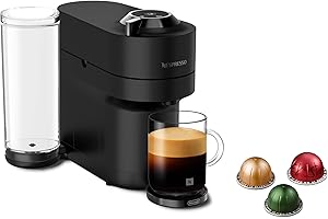 Nespresso Vertuo Pop+ Deluxe Single Serve Coffee and Espresso Machine by De’Longhi, Matte Black