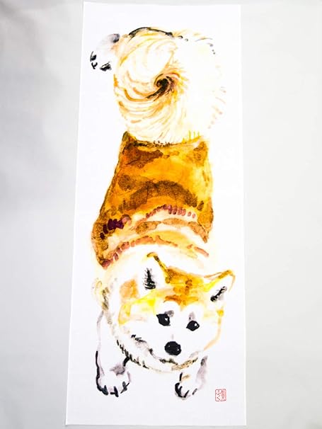 Amazon 秋田犬 ふく 手ぬぐい 秋田犬 Akita Inu Dog 手ぬぐい ホーム キッチン オンライン通販