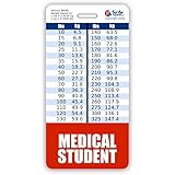Medical Student Badge Buddy Vertical w/Height & Weight Conversion Charts (Standard, Red)