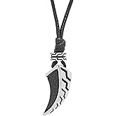 Metro Jewelry Stainless Steel Tooth Pendant Necklace Pendant Necklace for Men with Black Ion Plating on 24 Inches Long Specialty Chain with Lobster Claw