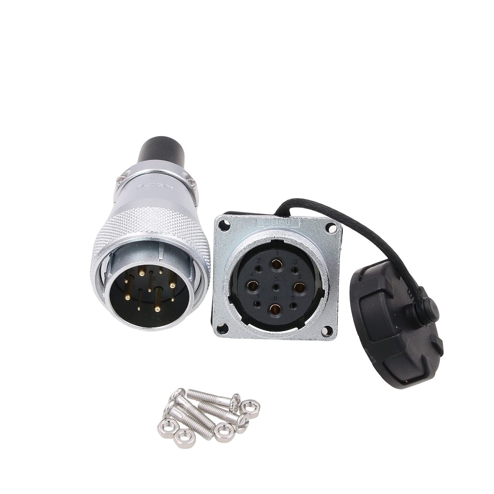 Eonvic WEIPU WS28 Connector Waterproof IP67 Metal Male Plug Female Square Socket Panel Mount Aviation Cable Connector (9Pin)