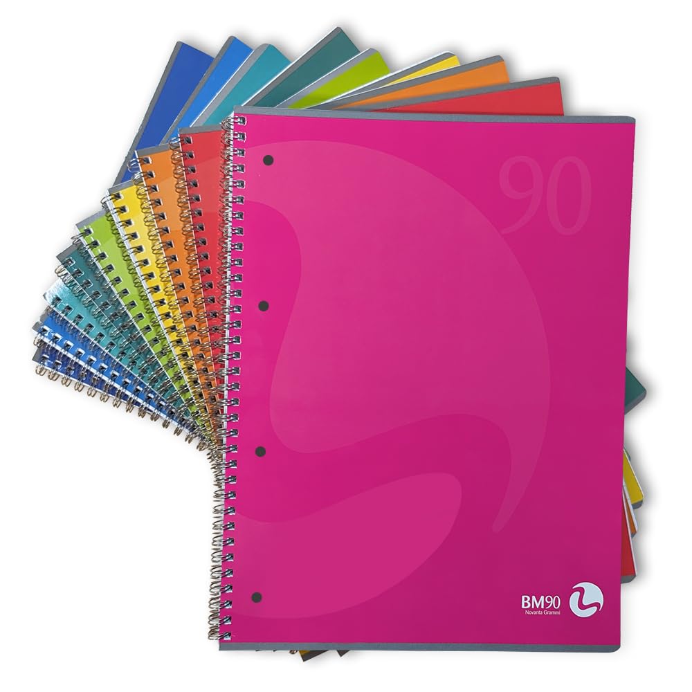 BM BeMore Spiral Block Maxi Color 60 Fg, 0105348, Spiral Block with Holes A4, 4 mm, Squares 4 mm, Paper 90 g/m2, Assorted Colours, Pack of 5