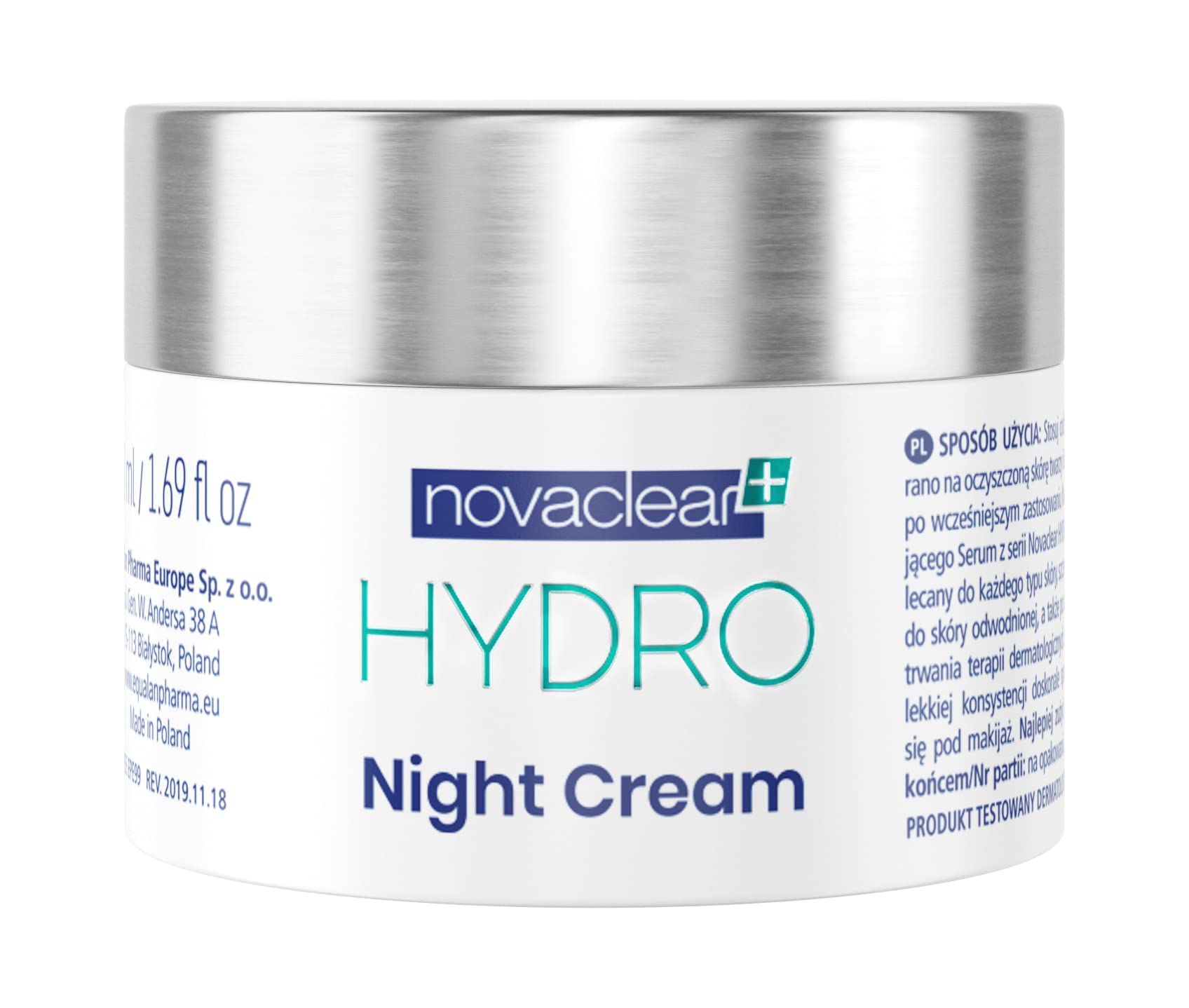Novaclear Hydro Night Cream – Lightweight Gel Moisturizer with Hyaluronic Acid, Vitamin E & Antioxidants – Deep Hydration & Skin Renewal Cream 50 ML