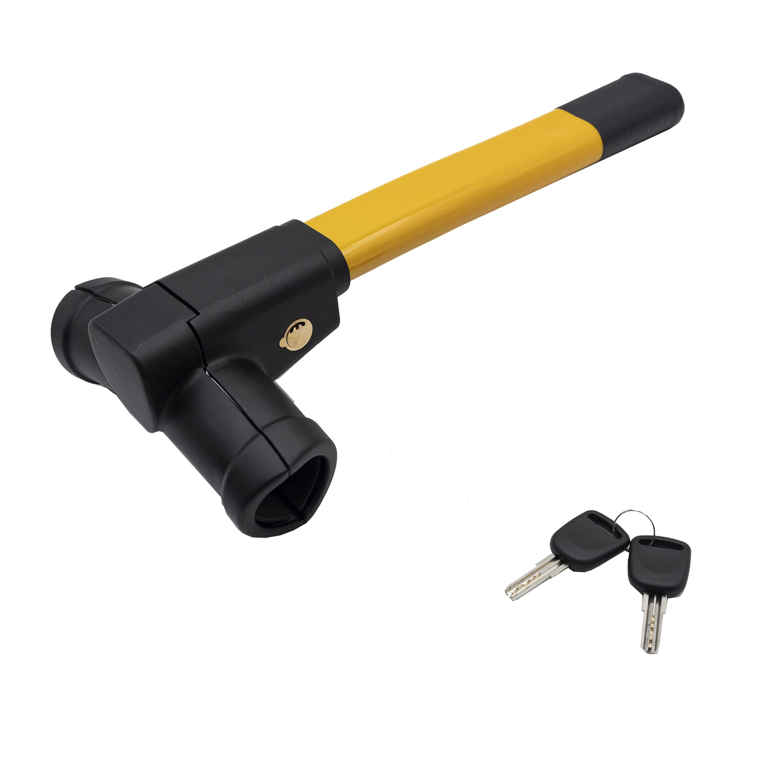 UKB4C Steering Wheel Lock Twin Bar – Heavy Duty Car Steering Lock, Anti-Theft Device, High Visibility, Universal Fit for Cars, Vans, SUVs – 2 Keys, Yellow