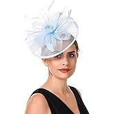 Haojing Feather Fascinator Hat for Women Vintage Bridal Headpiece Wedding Derby Hat