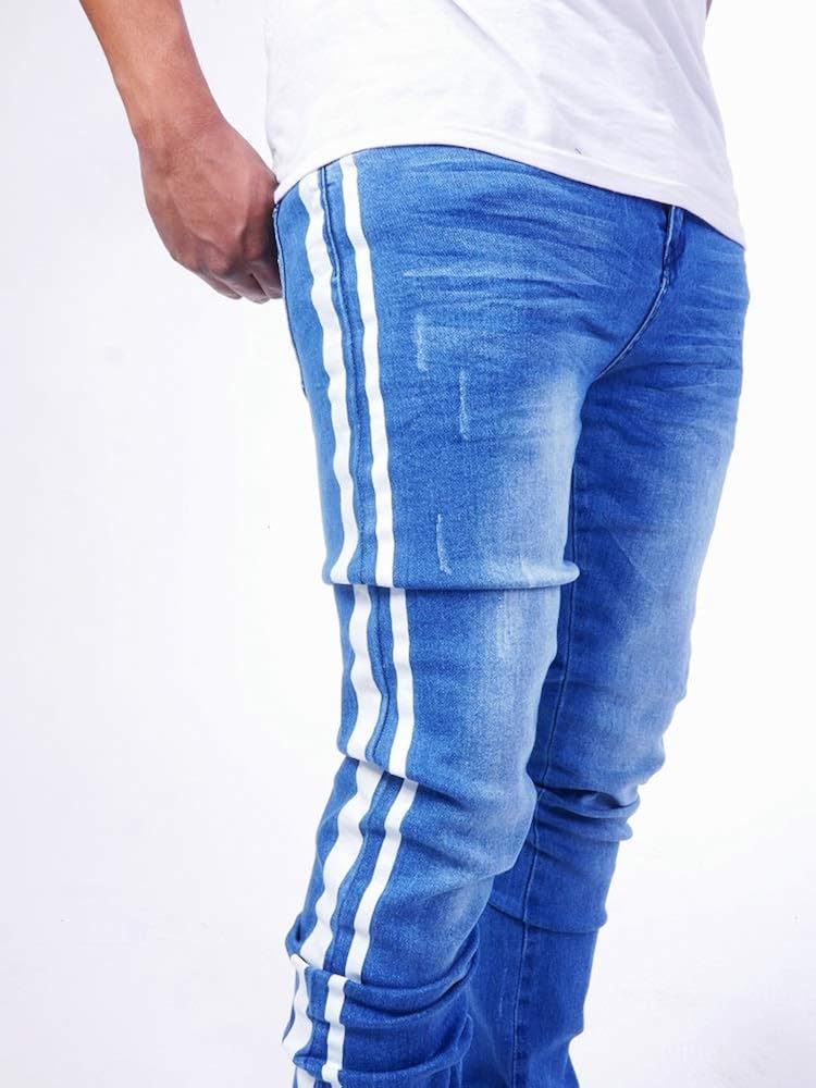 side tape slim jeans