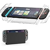 EJGAME Clear Protective Case Compatible with Nintendo Switch 2 2025, Slim Clear Grip Cover with Detachable Design Compatible with Joycon 2 Controller & Docking Station