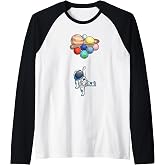 Space Themed For Men Women Outer Space Moon Galaxy Astronaut Raglan Baseball Tee