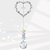 Elivida Christian Gifts for Women, Heart Shaped Suncatcher with Cross, John 3:16 Crystal Hanging Ornament, Inspirational Religious Birthday Catholic Spiritual & Baptism Confirmation Gifts for Girls