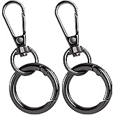 Mxxipp 2 Pack Swivel Clasp Clip, Metal Lobster Claw Clasp with O Spring Ring, Snap Jewelry Clasps Keychain Ring Hook for Lanyards DIY Crafts- Black