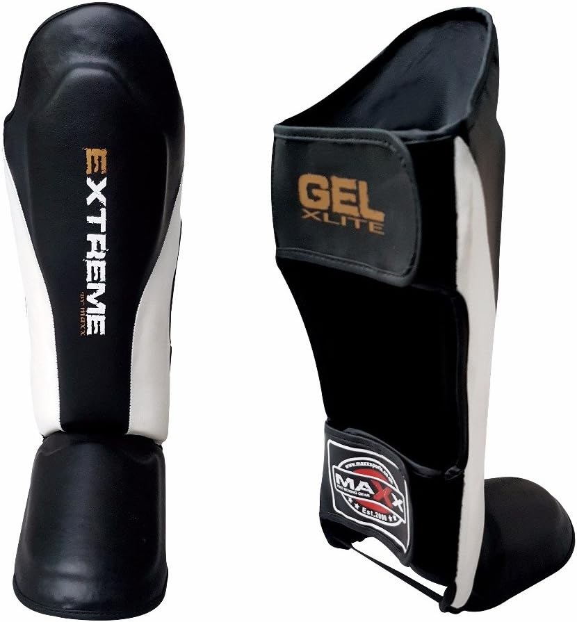 MAXX Pair of Maya Grain Leather Boxing shin Guard 2pcs Instep Pad Leg New Lite Light Sports Unisex Shinguards