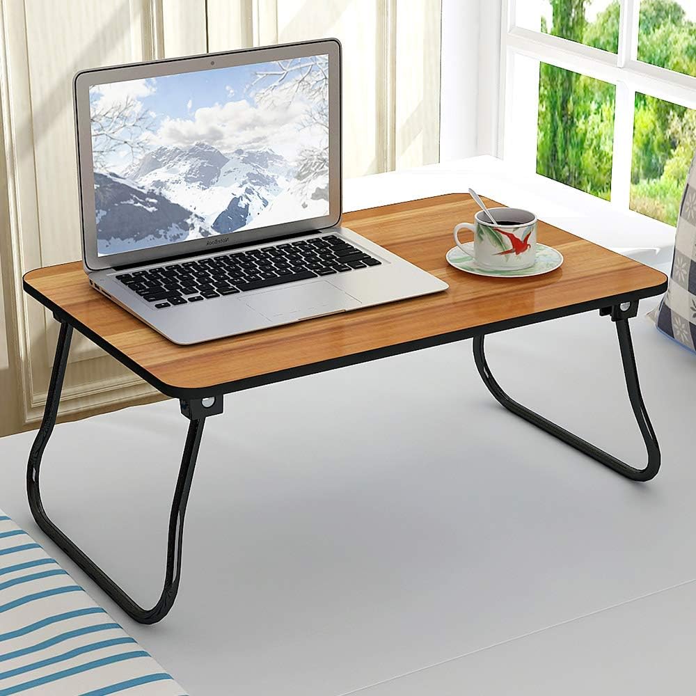Three Secondz Laptop Desk Lap Desk Foldable Portable Standing Outdoor Camping Table, Breakfast Reading Tray Holder for Bed, Terrace, Kitchen ~ Random Color/Design