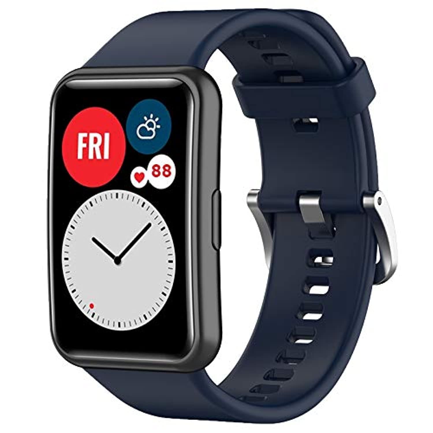 Wownadu Straps Compatible for HUAWEI WATCH FIT Strap Replacement for Women Men Silicone Sports WristBand, Midnight blue Smart Watch Accessories,(No Watch)